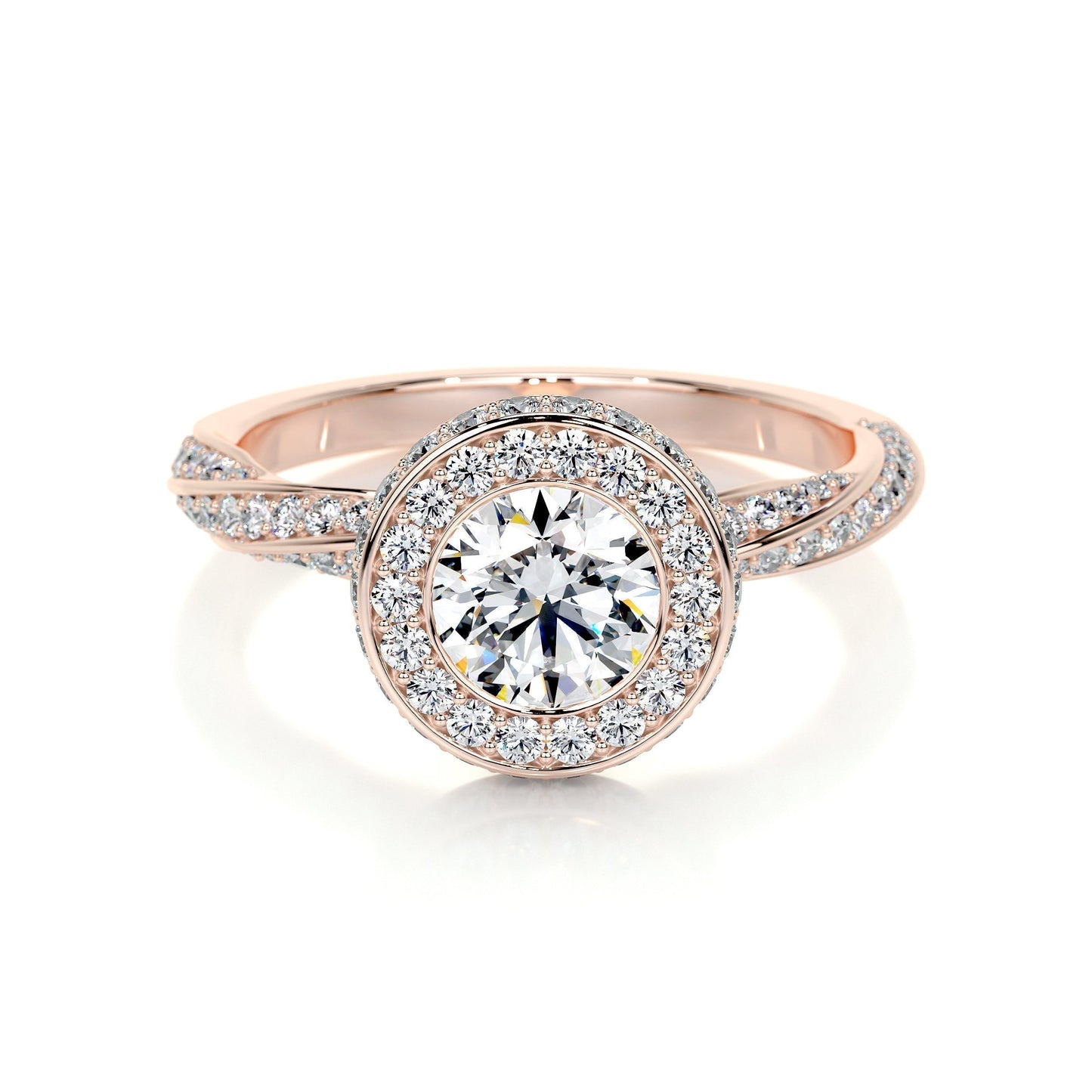 1.0 CT Round Halo CVD E/VS1 Diamond Engagement Ring 12