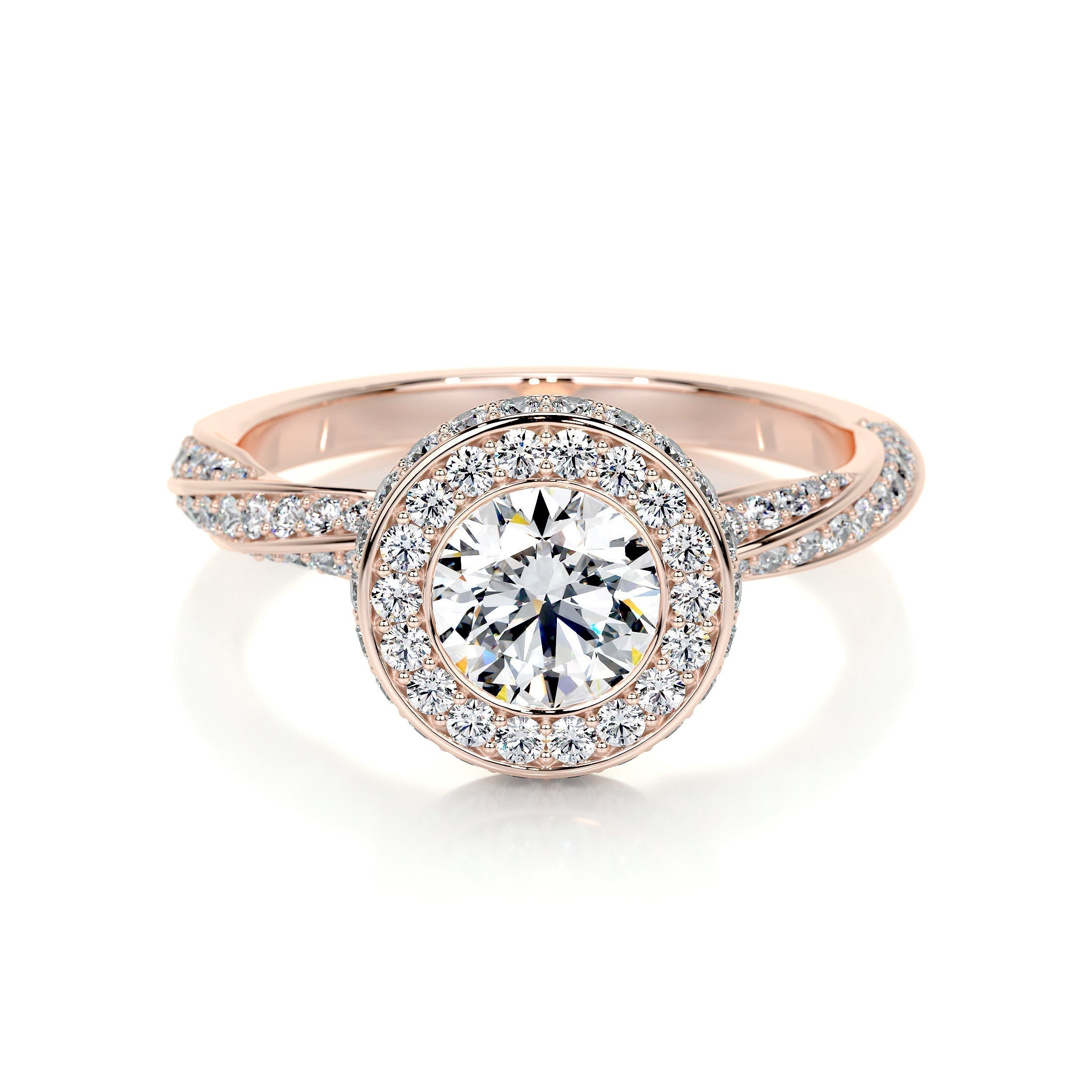 Round Halo & Pave Lab Grown Diamond Engagement Ring