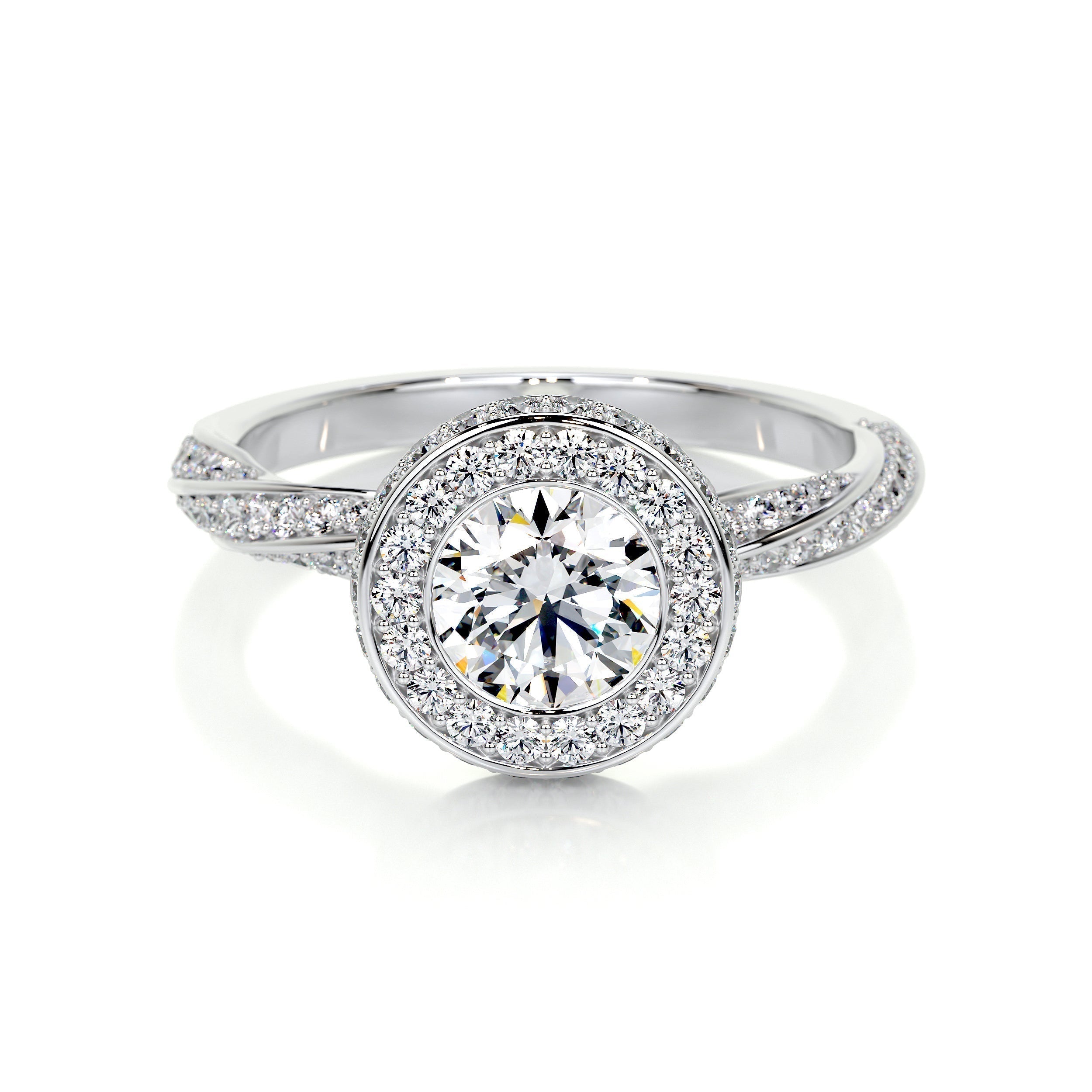 Round Halo & Pave Lab Grown Diamond Engagement Ring