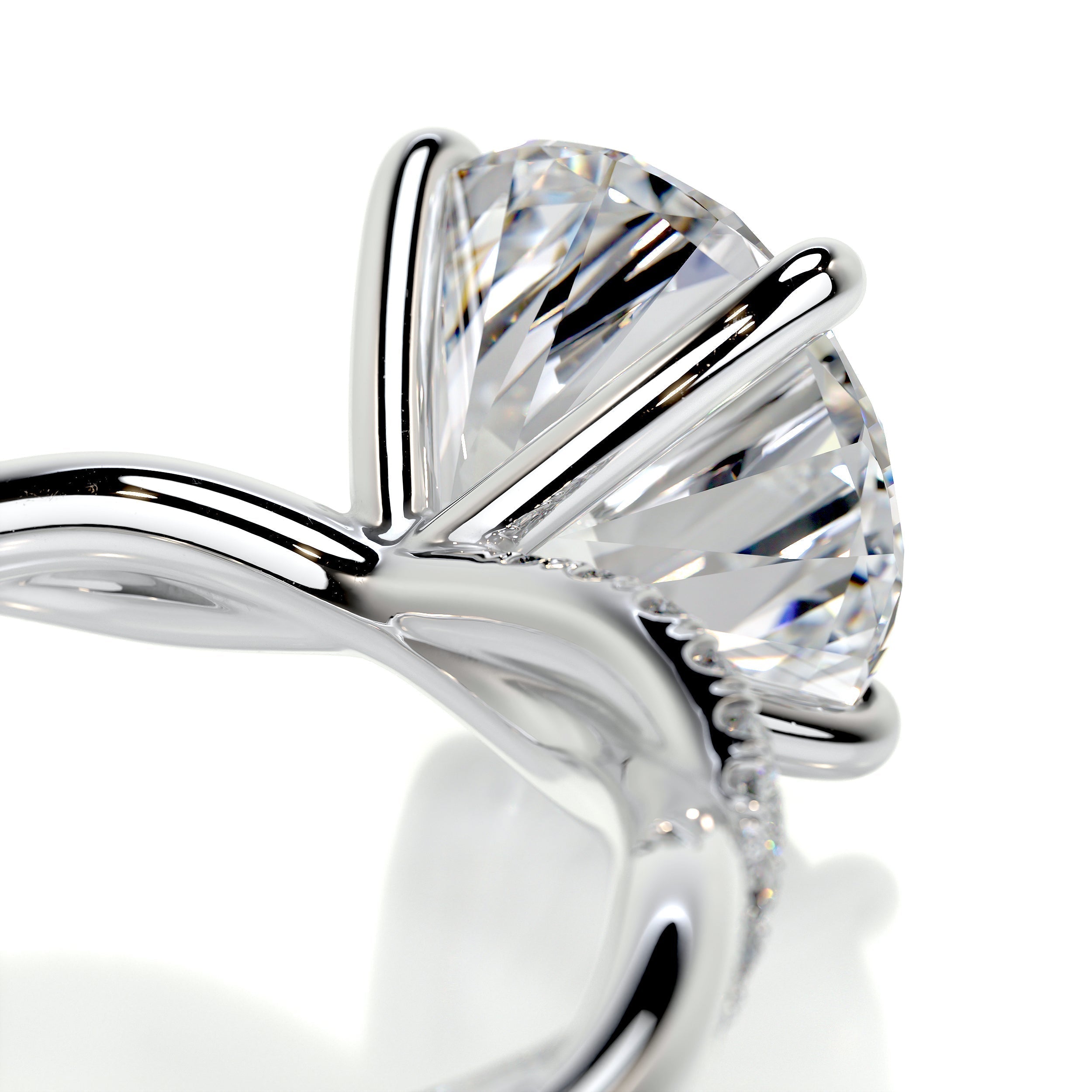 Round Twisted Pave Lab Grown Diamond Engagement Ring