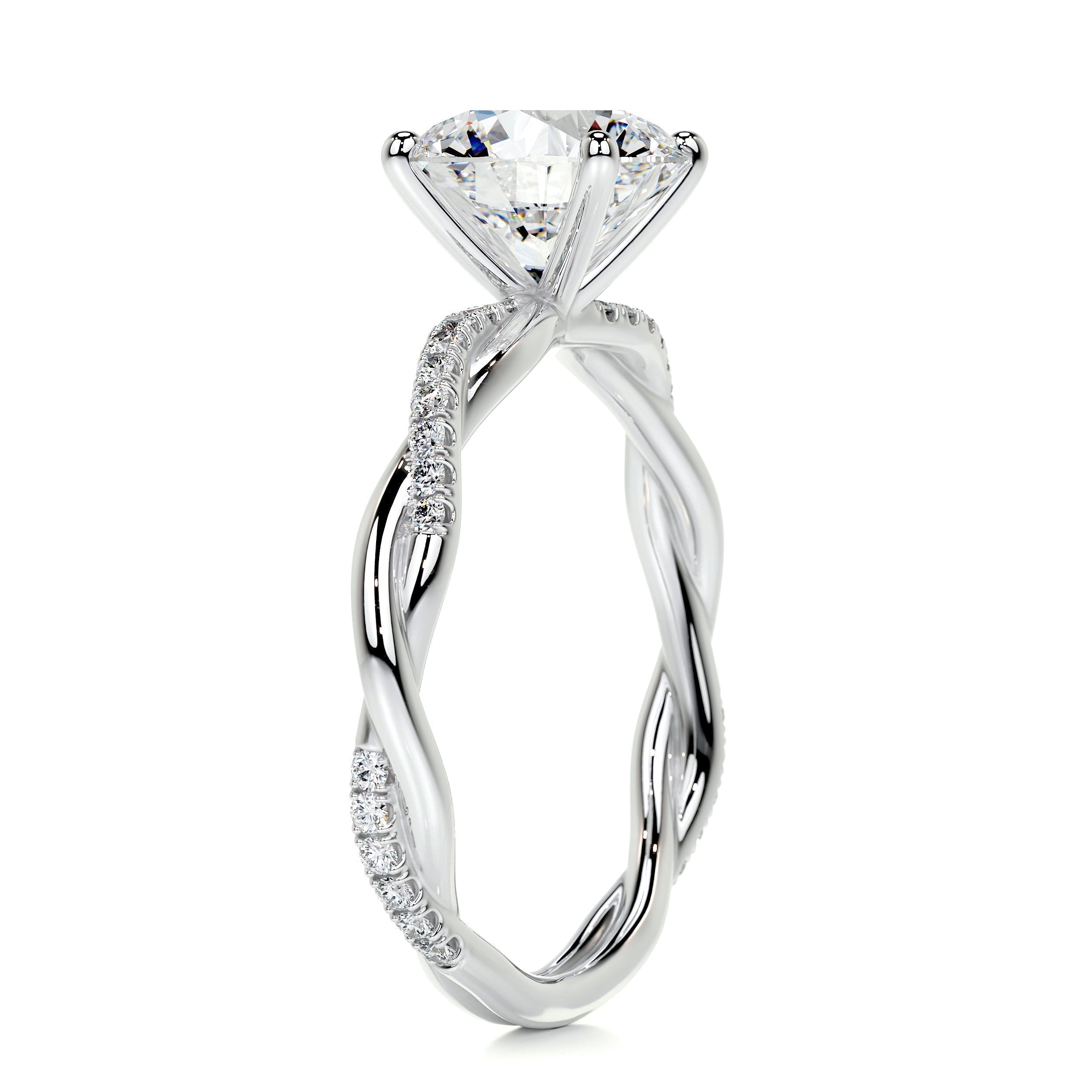Round Twisted Pave Lab Grown Diamond Engagement Ring