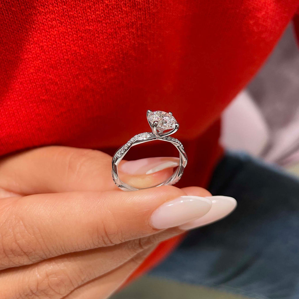 Round Twisted Pave Lab Grown Diamond Engagement Ring
