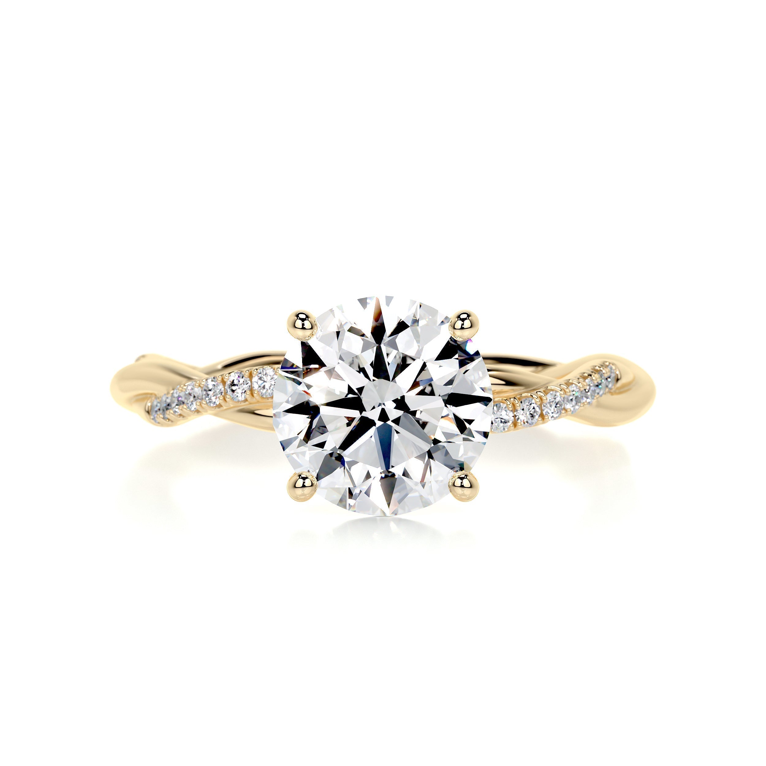 Round Twisted Pave Lab Grown Diamond Engagement Ring
