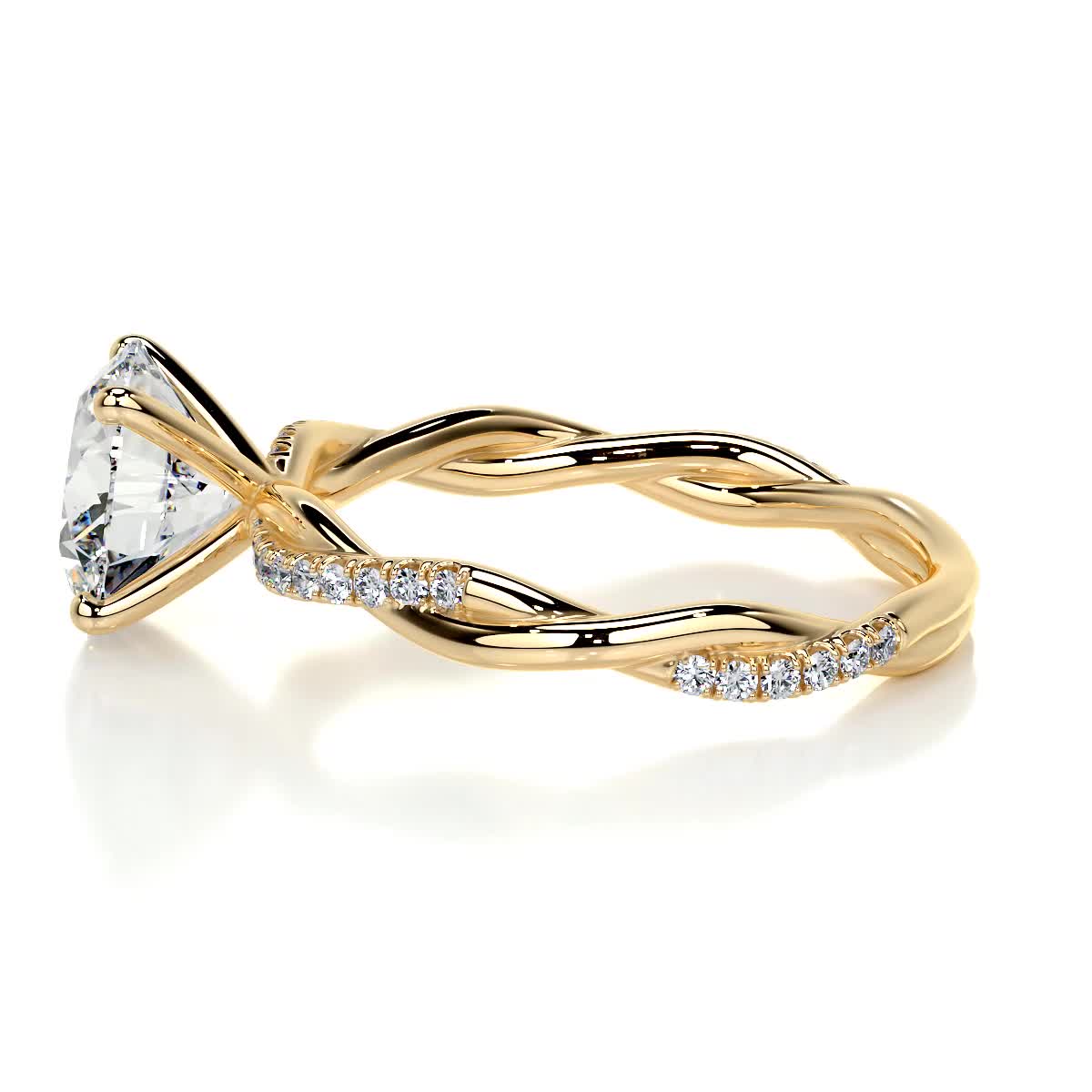 Round Twisted Pave Lab Grown Diamond Engagement Ring
