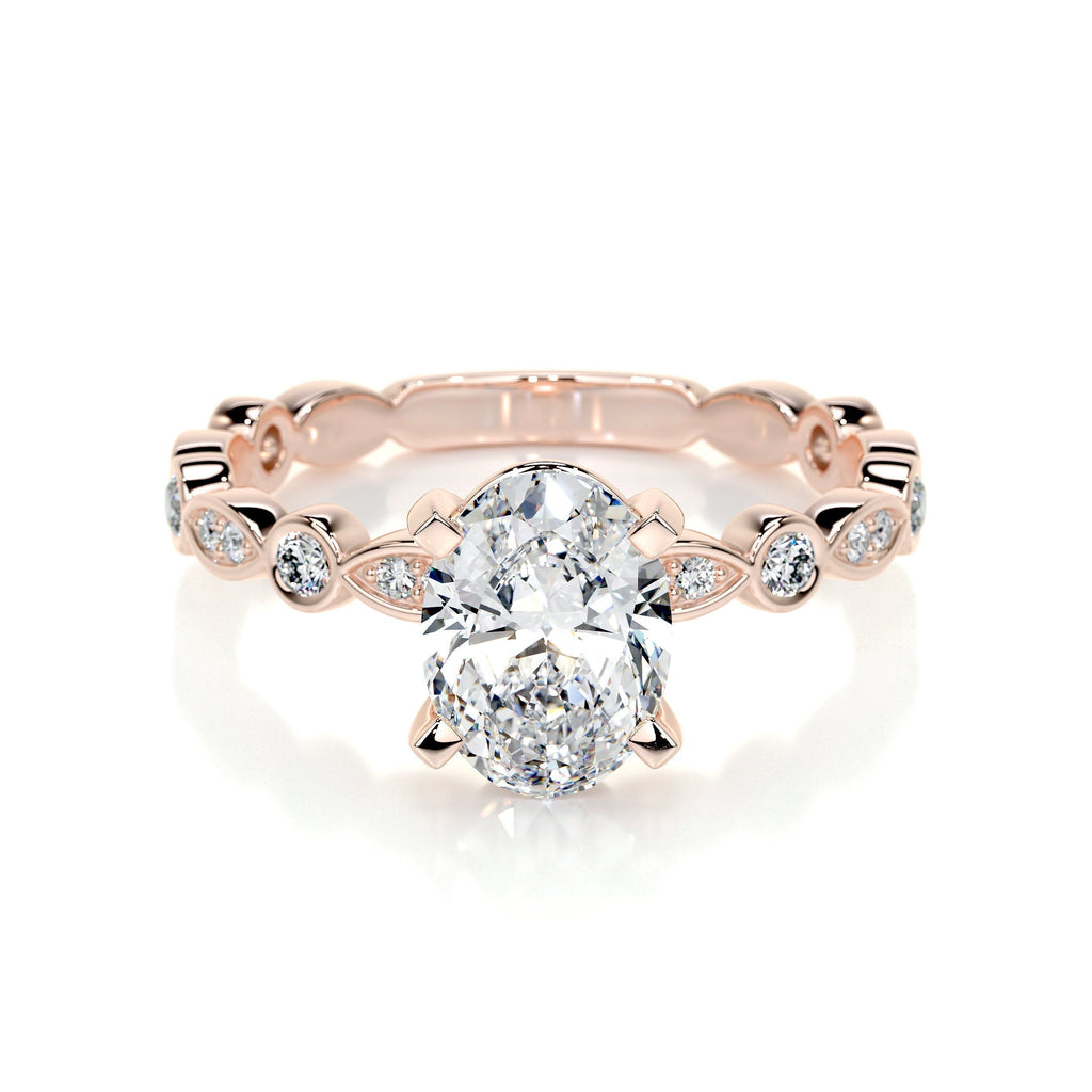 Oval Dainty Pave Lab Grown Diamond Engagement Ring