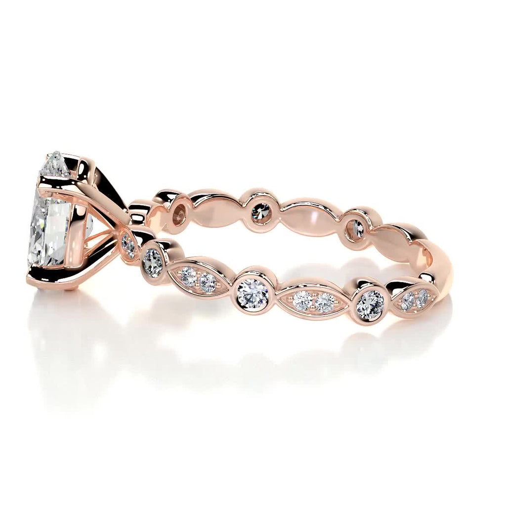 Oval Dainty Pave Lab Grown Diamond Engagement Ring