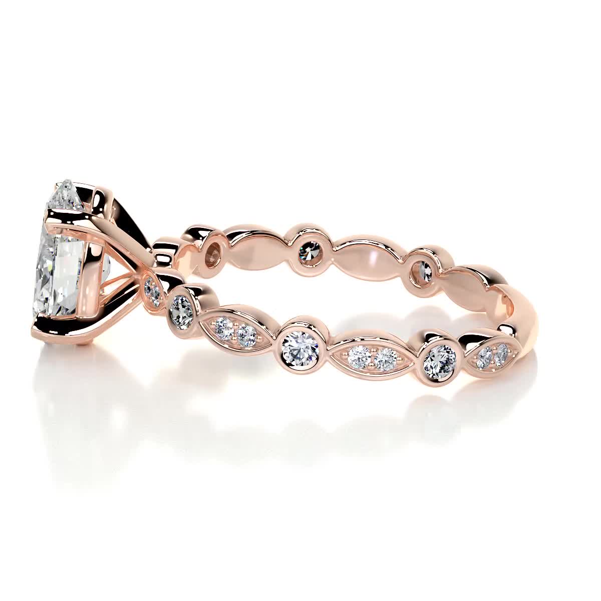 Oval Dainty Pave Lab Grown Diamond Engagement Ring