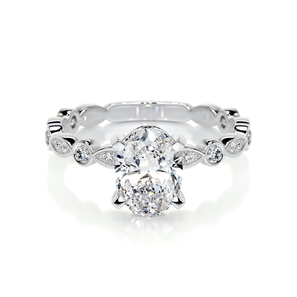Oval Dainty Pave Lab Grown Diamond Engagement Ring