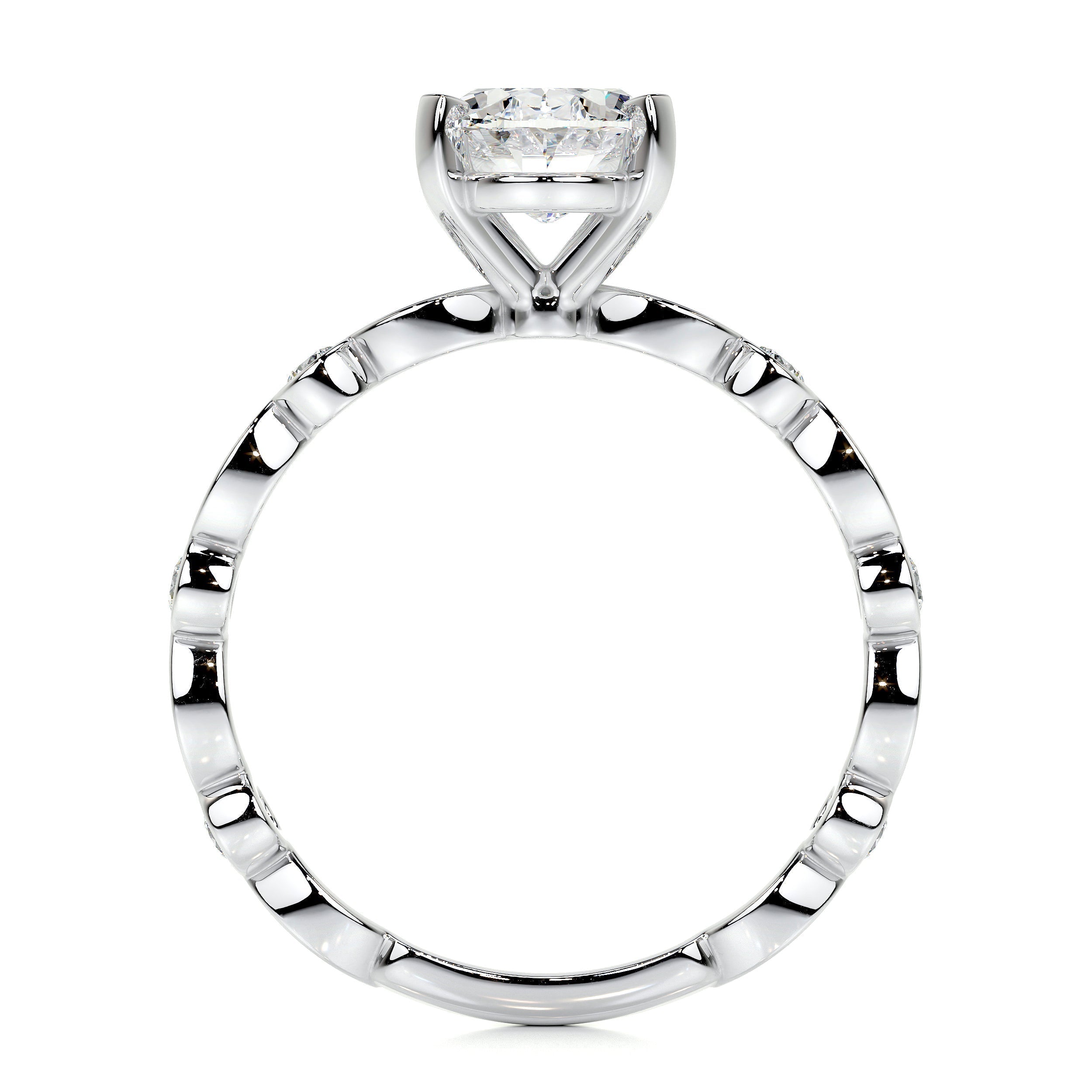 Oval Dainty Pave Lab Grown Diamond Engagement Ring