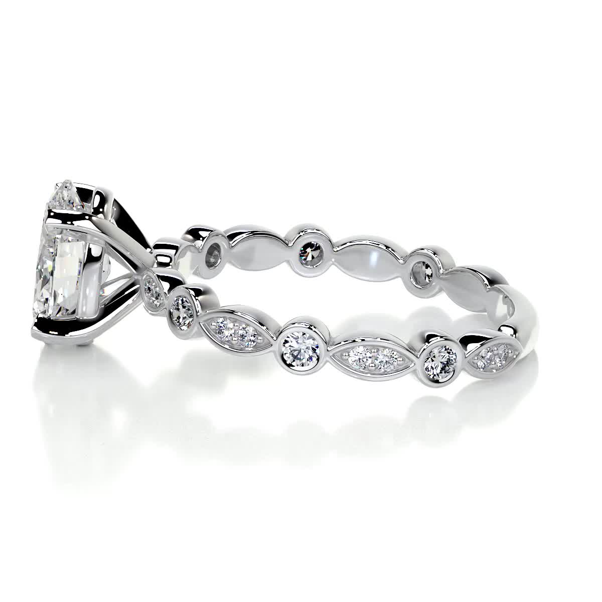 Oval Dainty Pave Lab Grown Diamond Engagement Ring