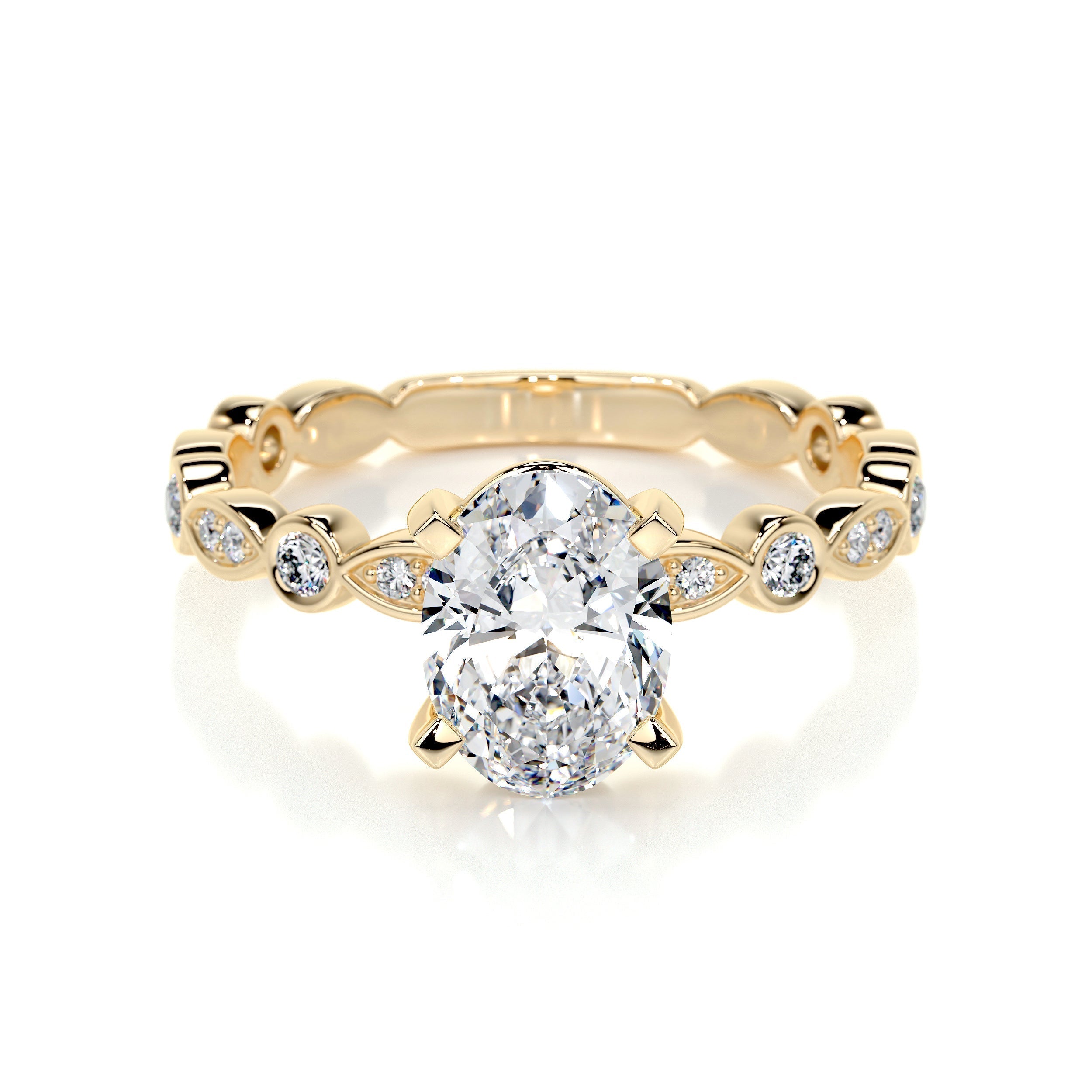 Oval Dainty Pave Lab Grown Diamond Engagement Ring