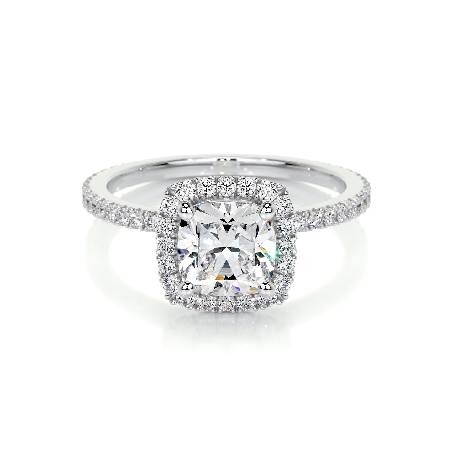 1.0 CT Cushion Halo CVD E/VS2 Diamond Engagement Ring 1