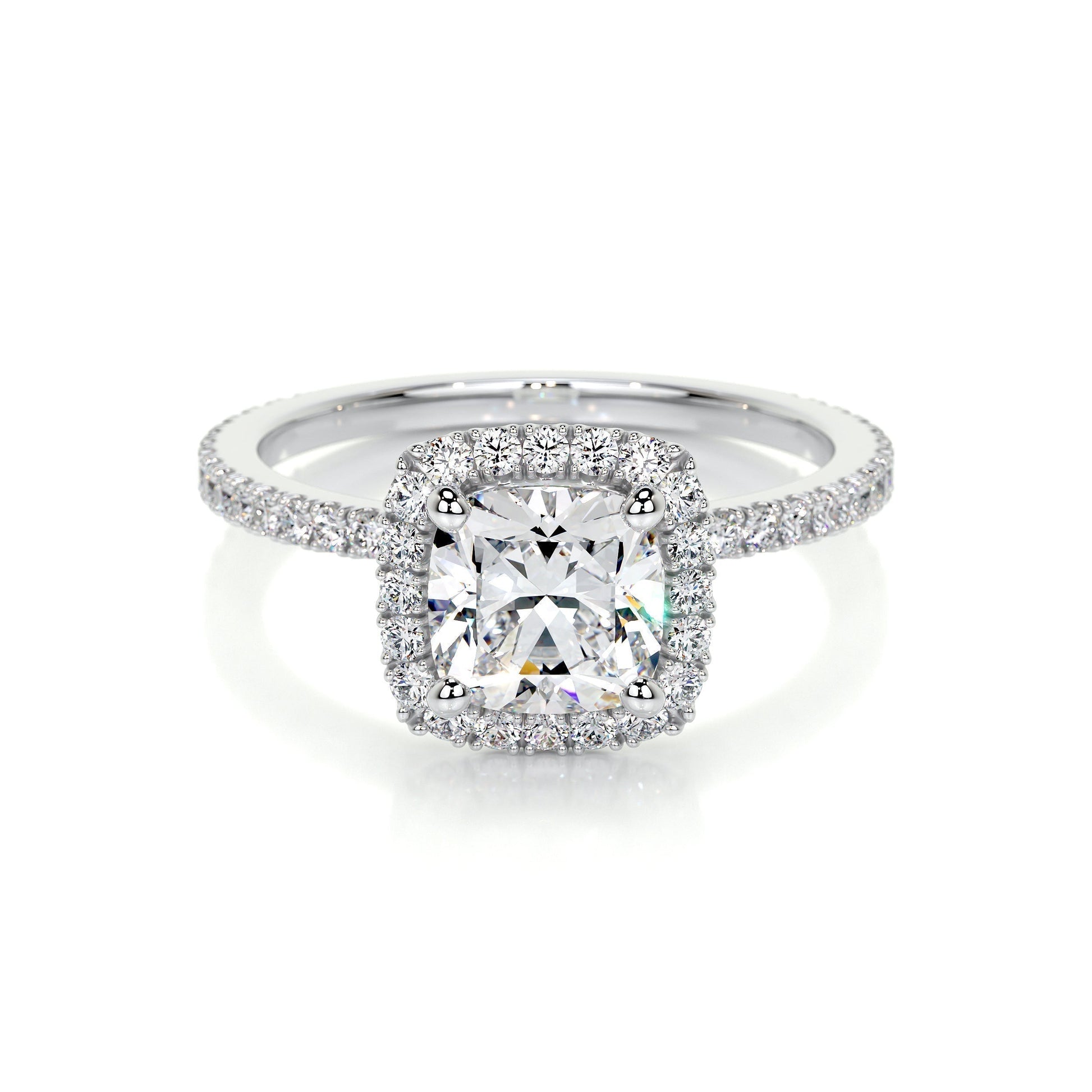1.0 CT Cushion Halo CVD E/VS2 Diamond Engagement Ring 1
