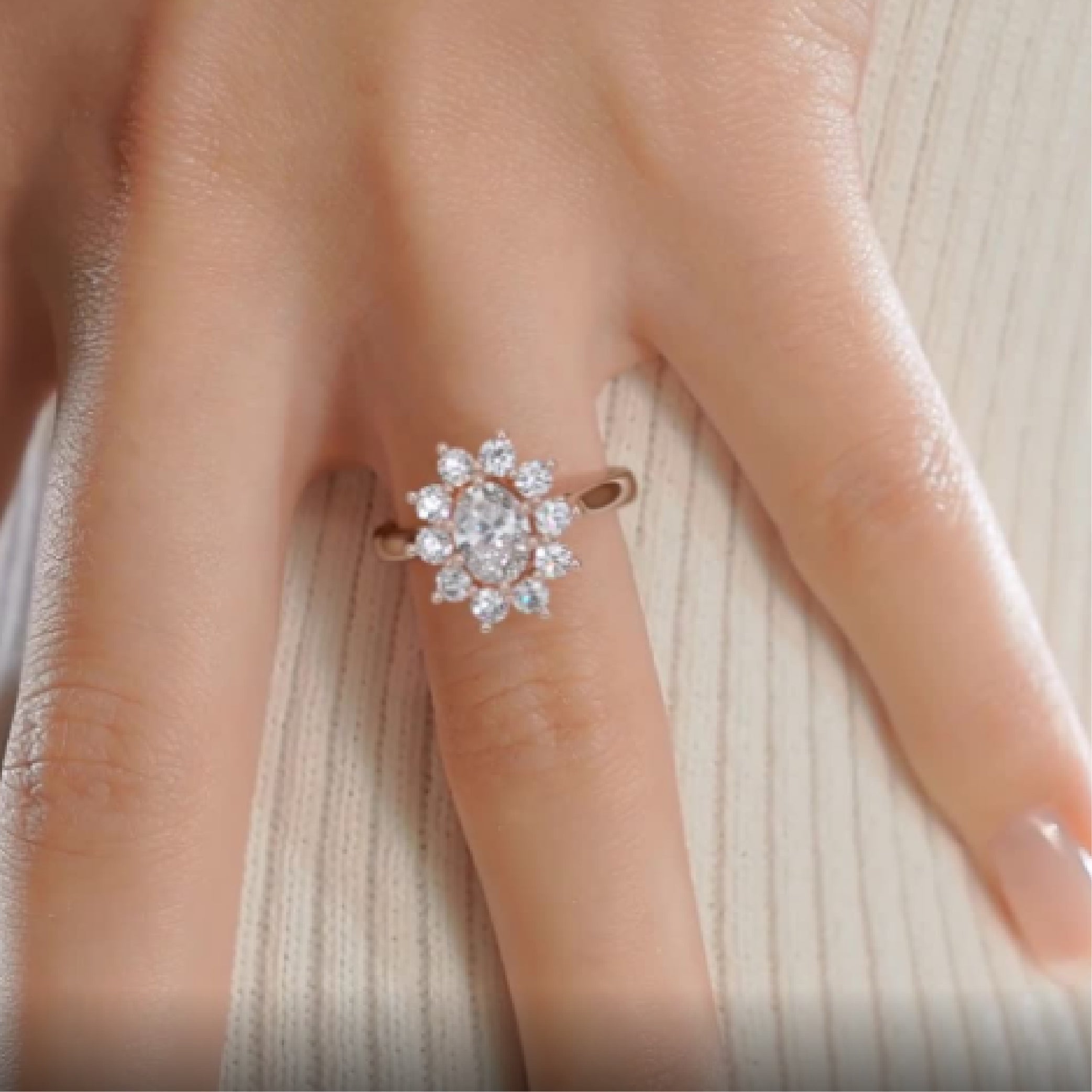 Oval Halo Lab Grown Diamond Engagement Ring