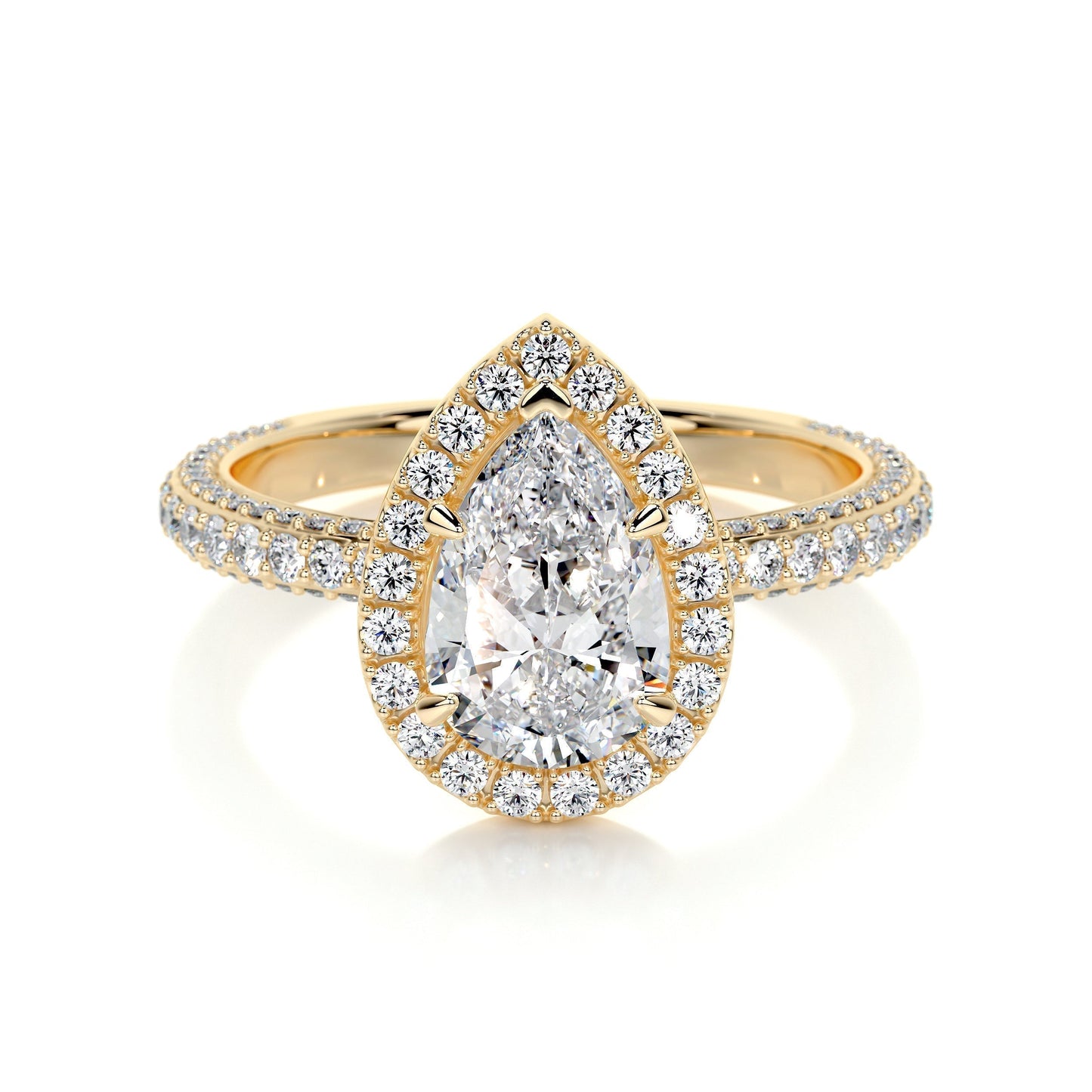 2.0 CT Pear Halo CVD F/VS2 Diamond Engagement Ring 7