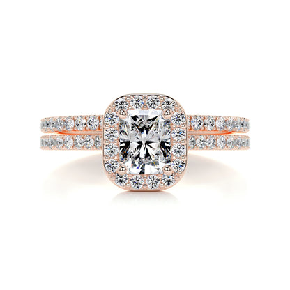 1.0 CT Radiant Halo CVD F/VS Diamond Bridal Ring Set 11