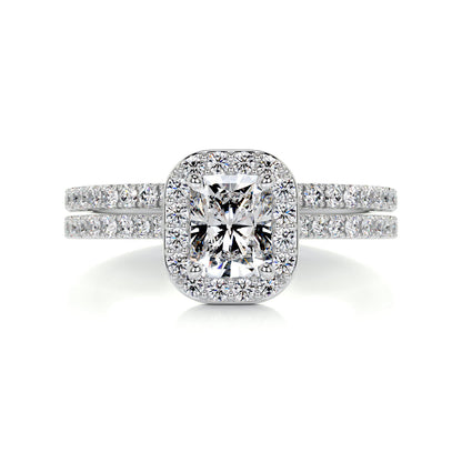 1.0 CT Radiant Halo CVD F/VS Diamond Bridal Ring Set 1