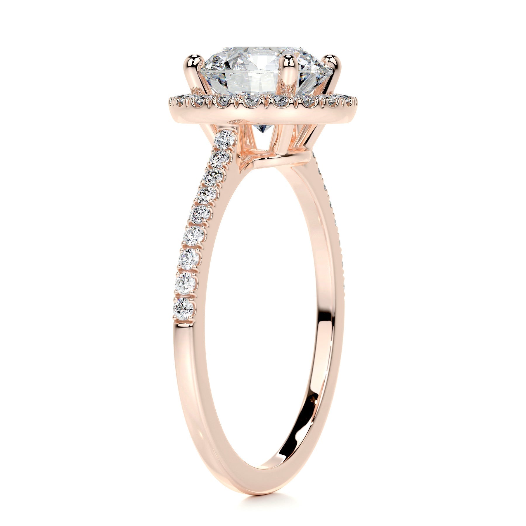 Round Halo & Pave Lab Grown Diamond Engagement Ring
