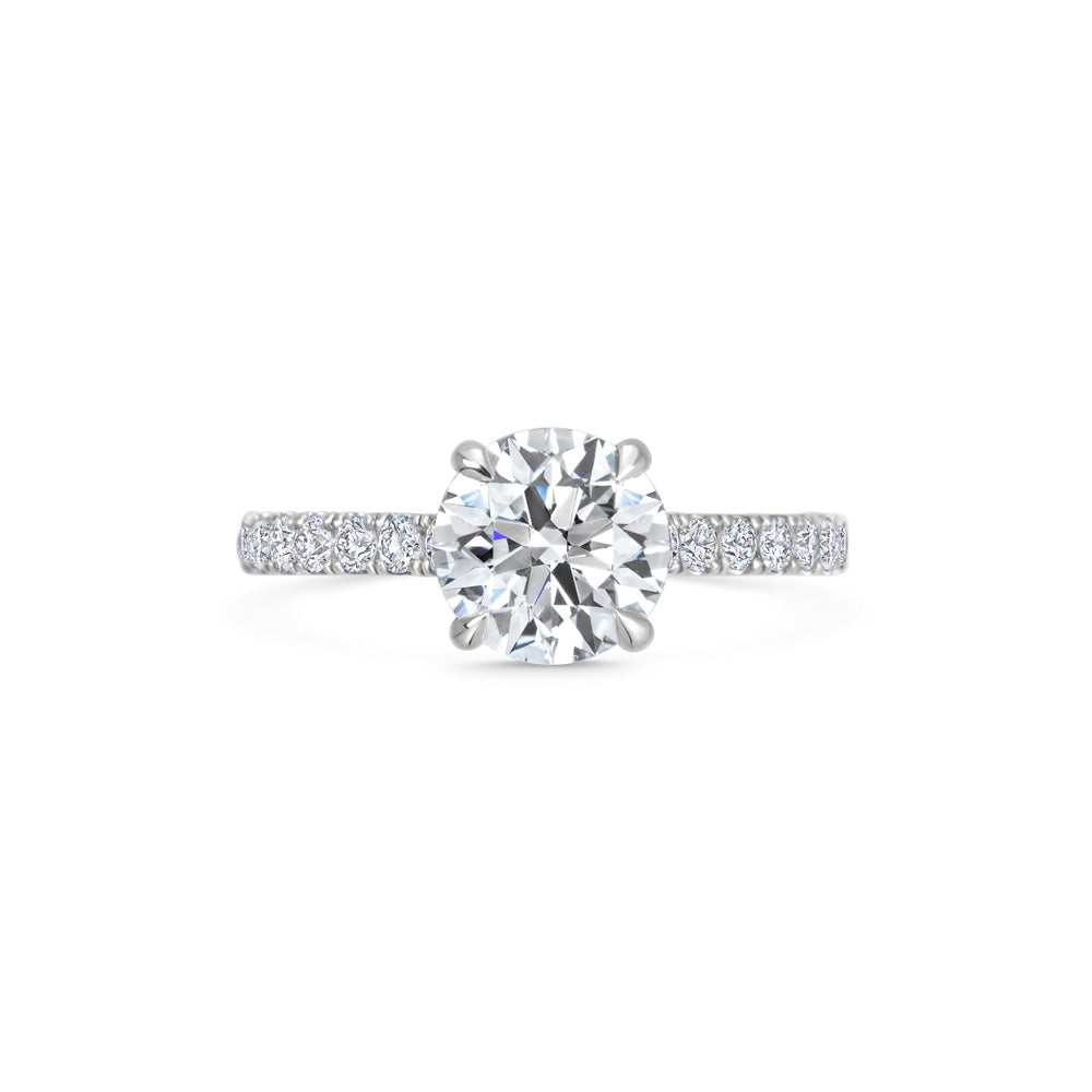 1.5 CT Round Cut Pave CVD F/VVS1 Diamond Engagement Ring 1