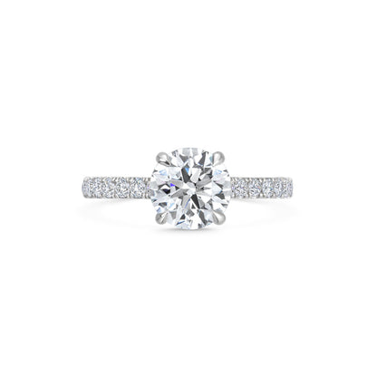 1.5 CT Round Cut Pave CVD F/VVS1 Diamond Engagement Ring 1