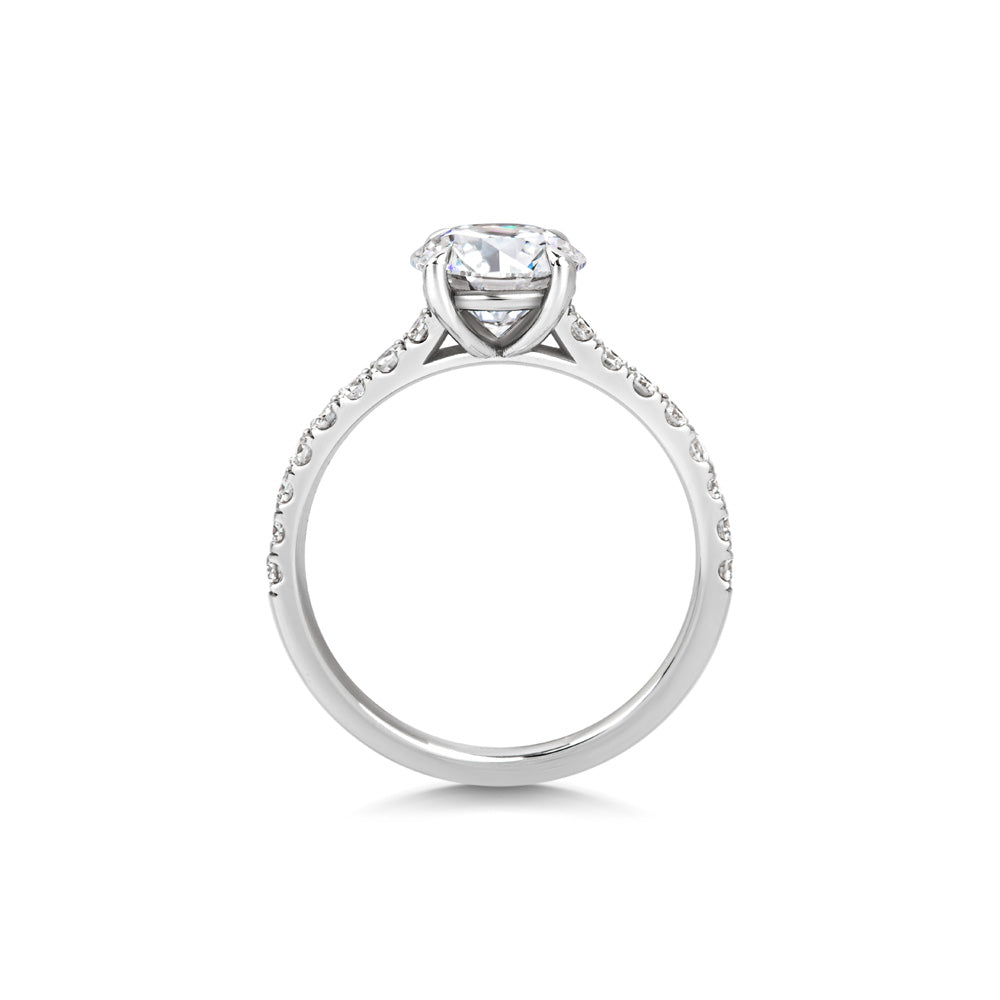 1.5 CT Round Cut Pave CVD F/VVS1 Diamond Engagement Ring 4