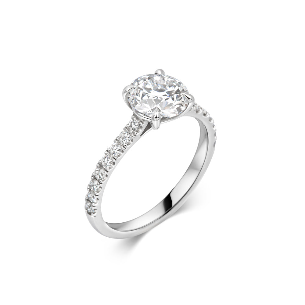 1.5 CT Round Cut Pave CVD F/VVS1 Diamond Engagement Ring 3