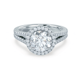 0.50 CT Round Halo CVD F/VS1 Diamond Engagement Ring