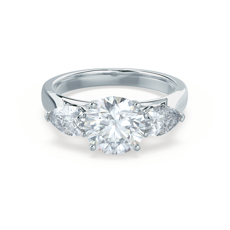 1.0 CT Round Three Stones CVD F/VVS2 Diamond Engagement Ring