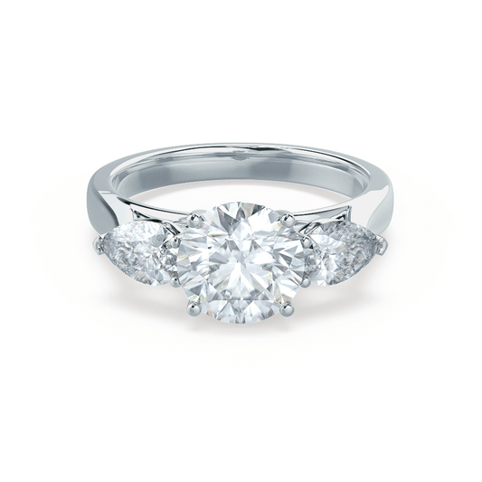 1.0 CT Round Three Stones CVD F/VVS2 Diamond Engagement Ring