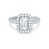 1.01 CT Emerald Halo CVD G/VVS2 Diamond Engagement Ring