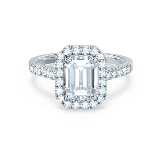 1.01 CT Emerald Halo CVD G/VS2 Diamond Engagement Ring
