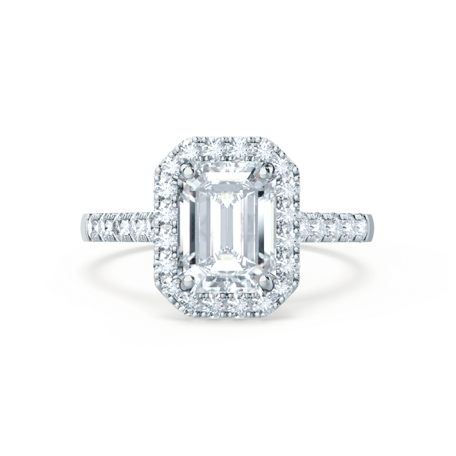 1.01 CT Emerald Halo CVD G/VS2 Diamond Engagement Ring