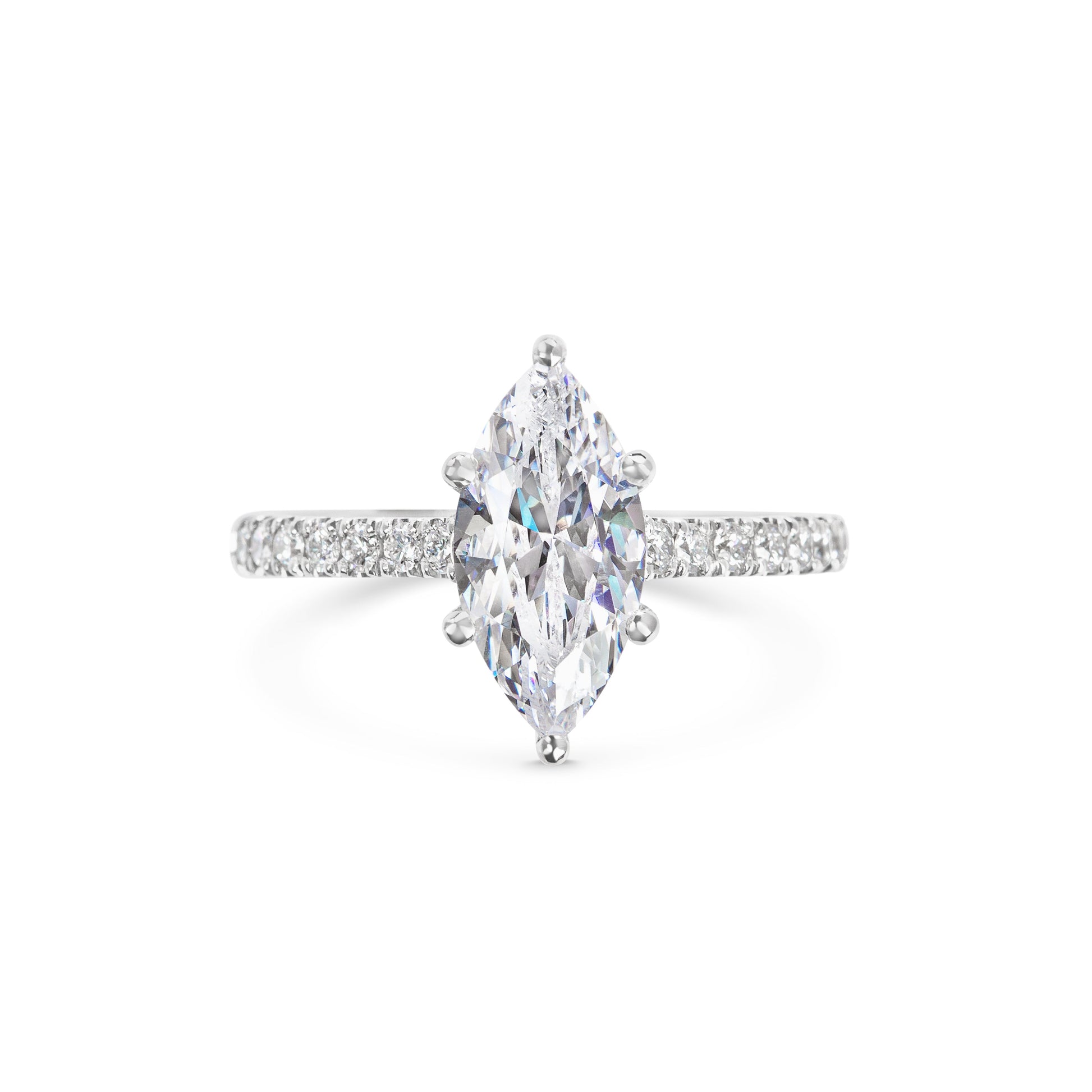 2 CT Marquise Cut Pave CVD F/VS1 Diamond Engagement Ring 1