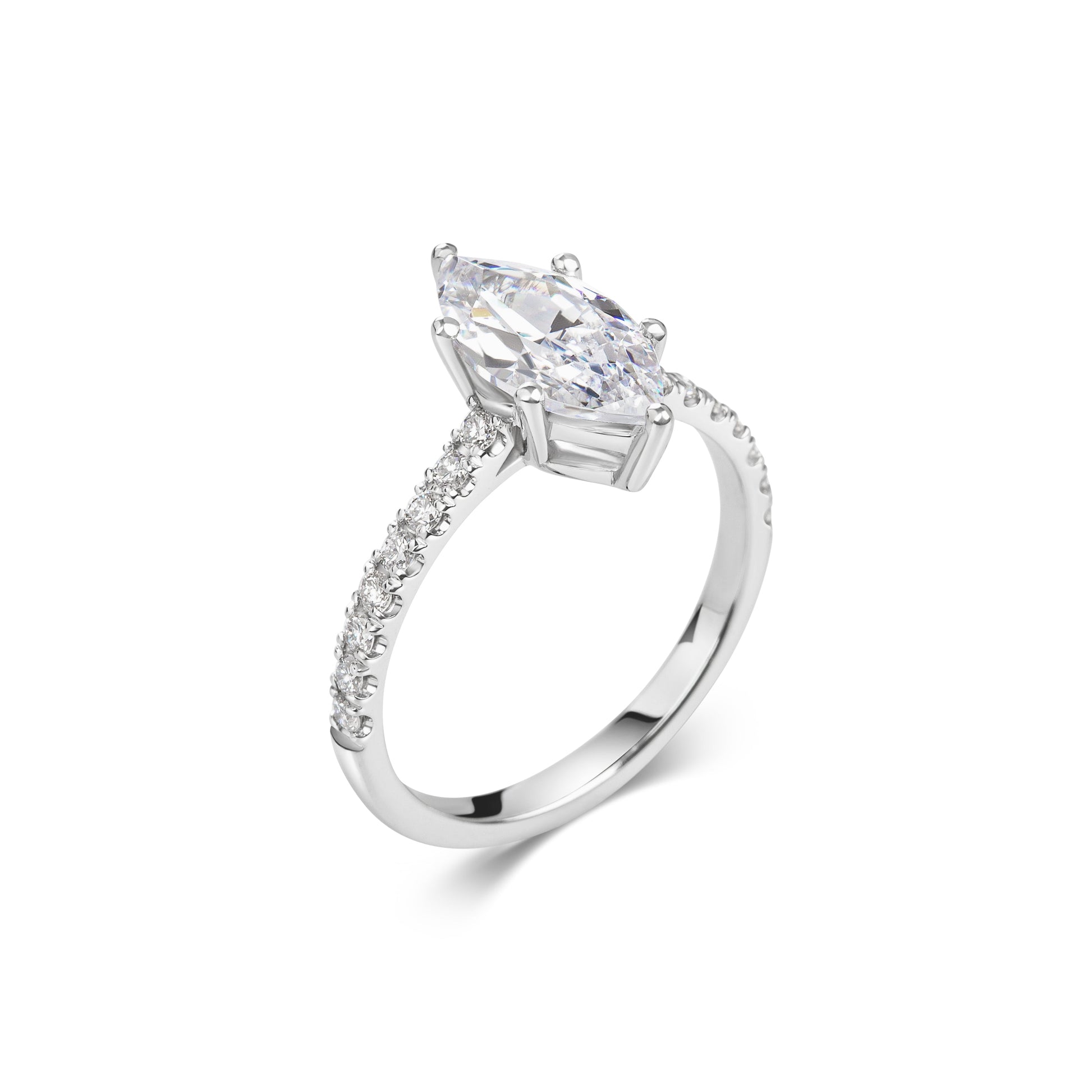 2 CT Marquise Cut Pave CVD F/VS1 Diamond Engagement Ring 3
