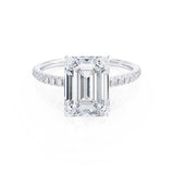 1.50 CT Emerald Pave Setting CVD F/VVS1 Diamond Engagement Ring