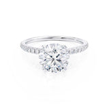 1.00 CT Round Pave Setting CVD E/VVS1 Diamond Engagement Ring