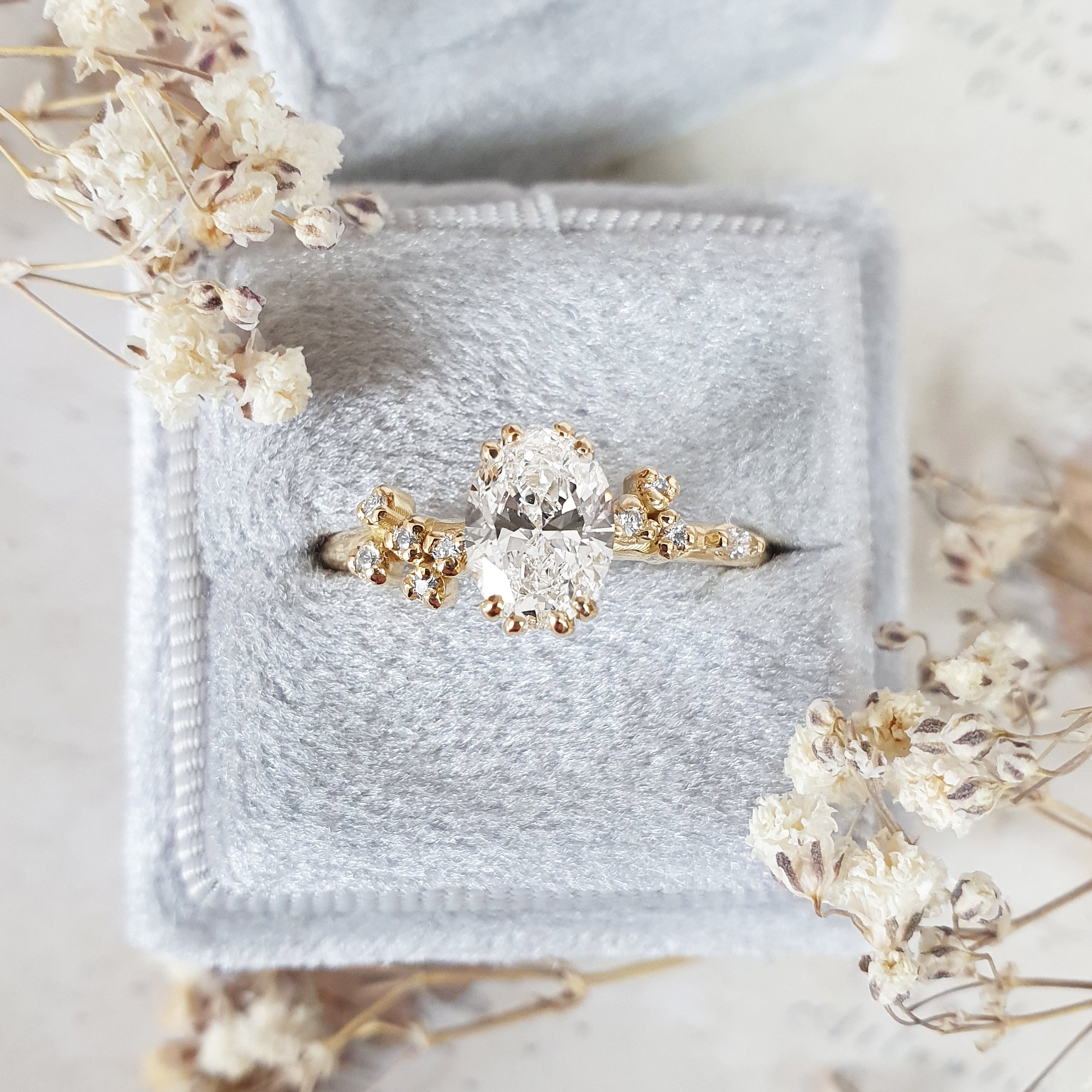 Oval Art Deco Lab Grown Diamond Engagement Ring