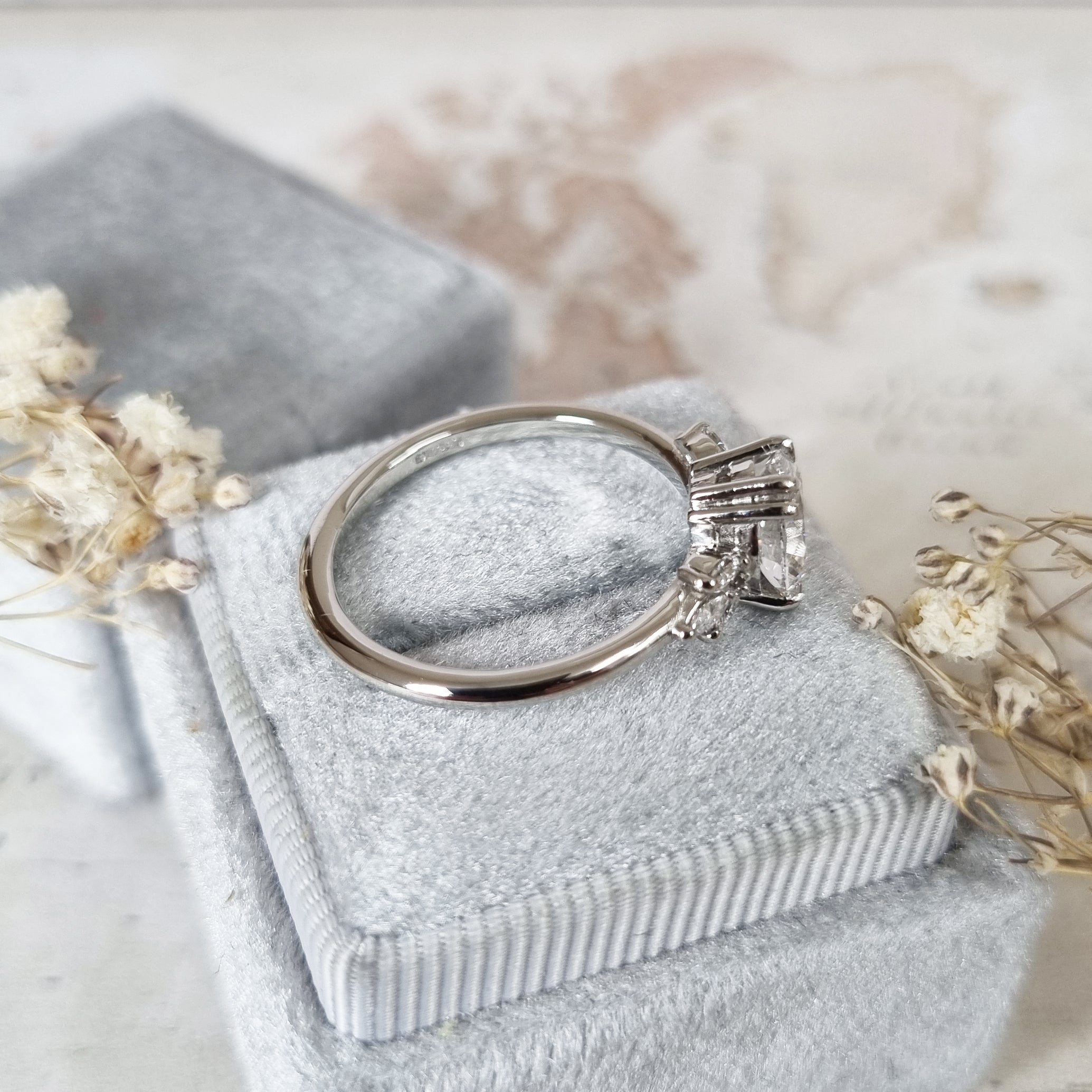 Oval Cluster Lab Grown Diamond Engagement Ring