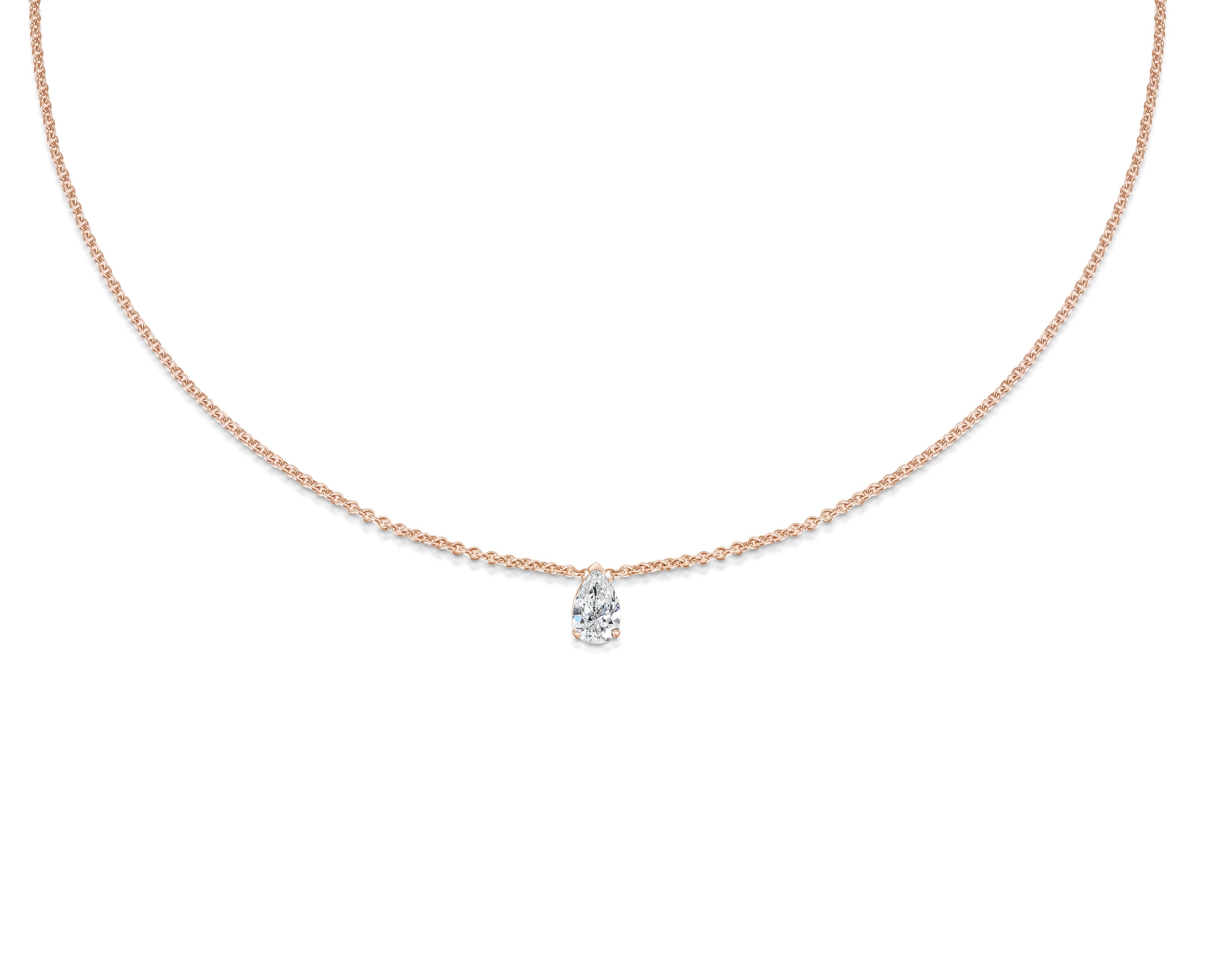 0.30 CT Pear Solitaire Lab Grown Diamond Necklace