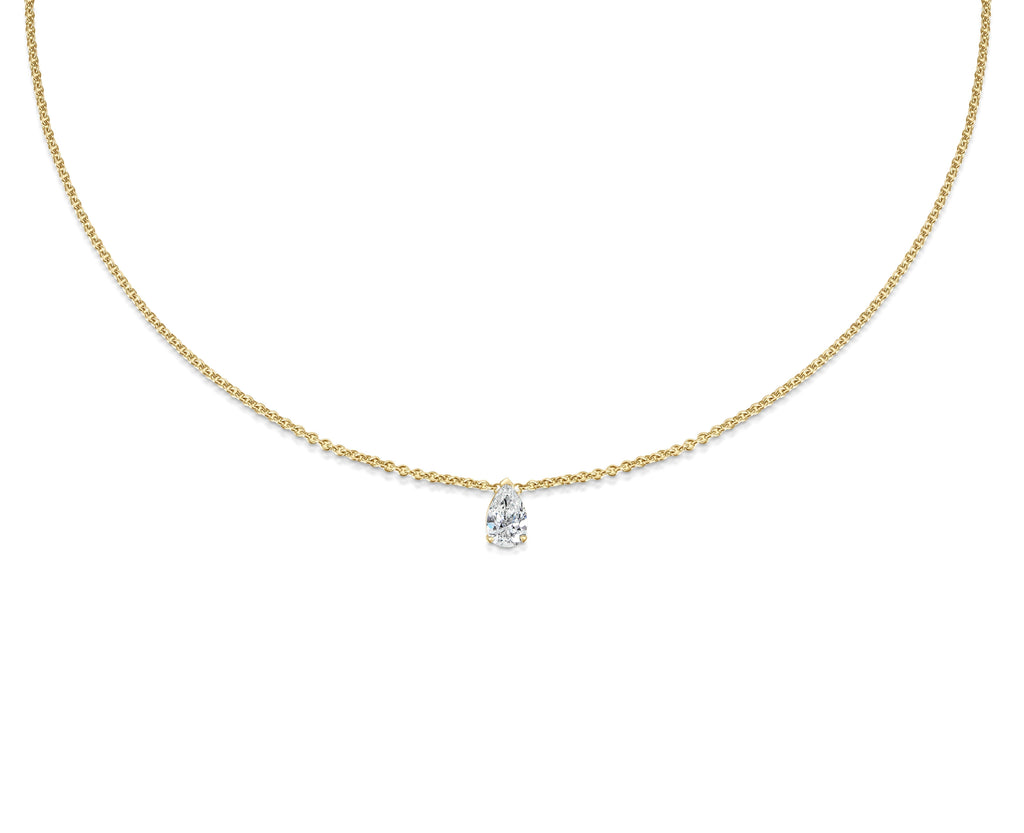 0.30 CT Pear Solitaire Lab Grown Diamond Necklace