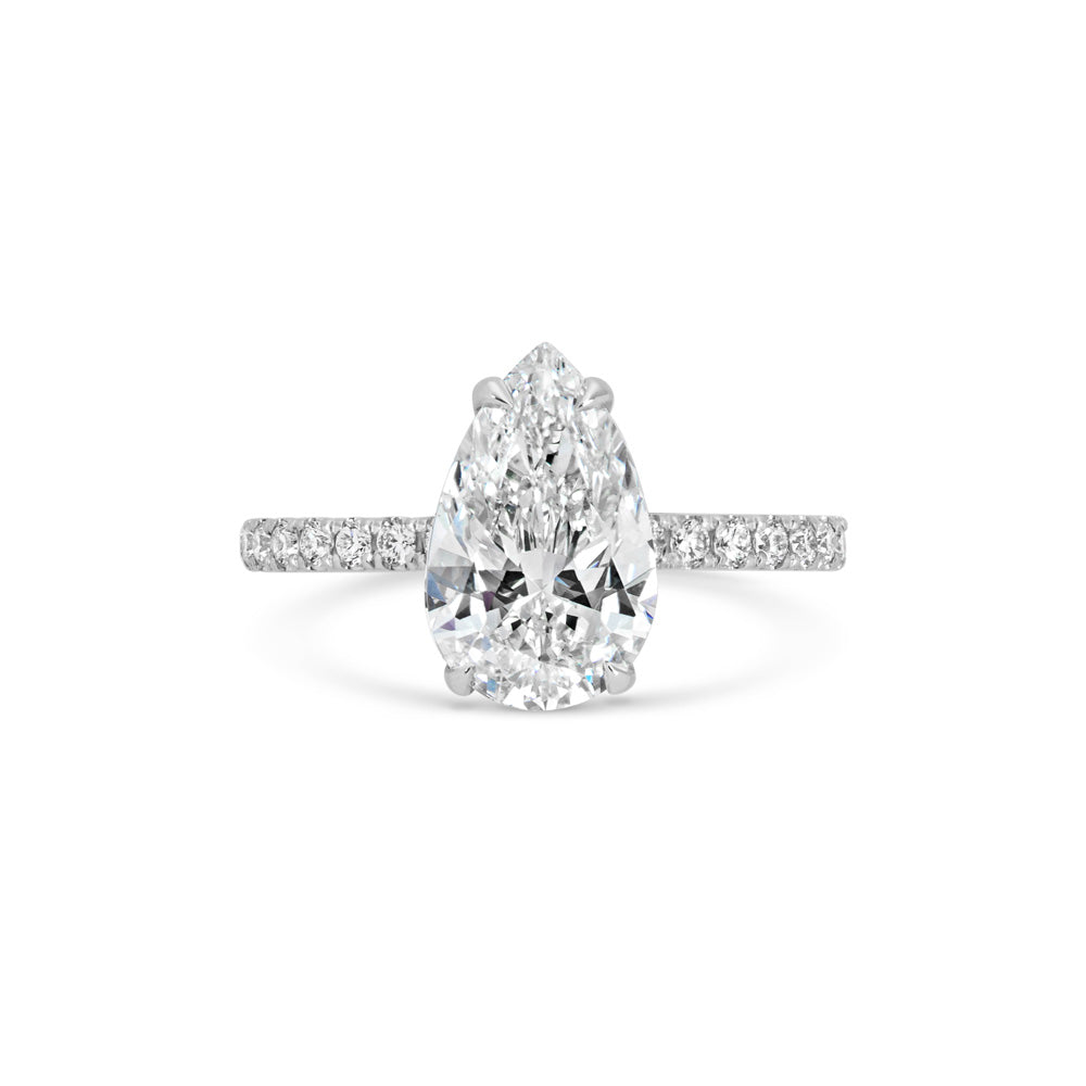 2 CT Pear Cut Pave CVD F/VS1 Diamond Engagement Ring 1