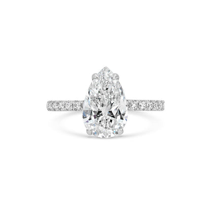 2 CT Pear Cut Pave CVD F/VS1 Diamond Engagement Ring 1