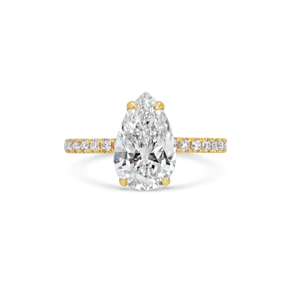 2 CT Pear Cut Pave CVD F/VS1 Diamond Engagement Ring 5
