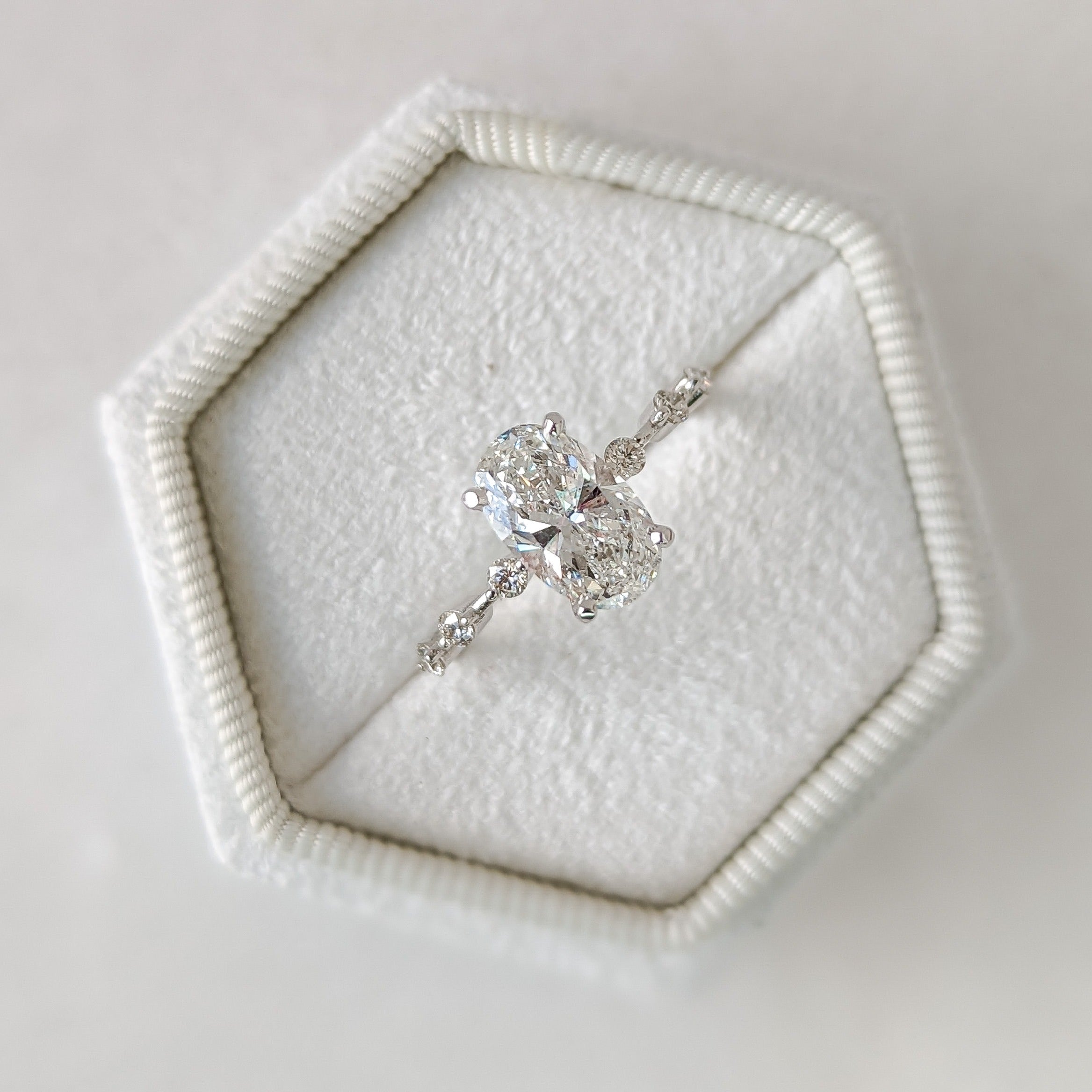 2.01 CT Oval Cut Pave CVD F/VS1 Diamond Engagement Ring 1