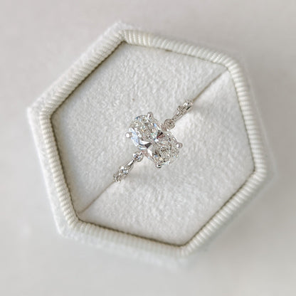 2.01 CT Oval Cut Pave CVD F/VS1 Diamond Engagement Ring 1