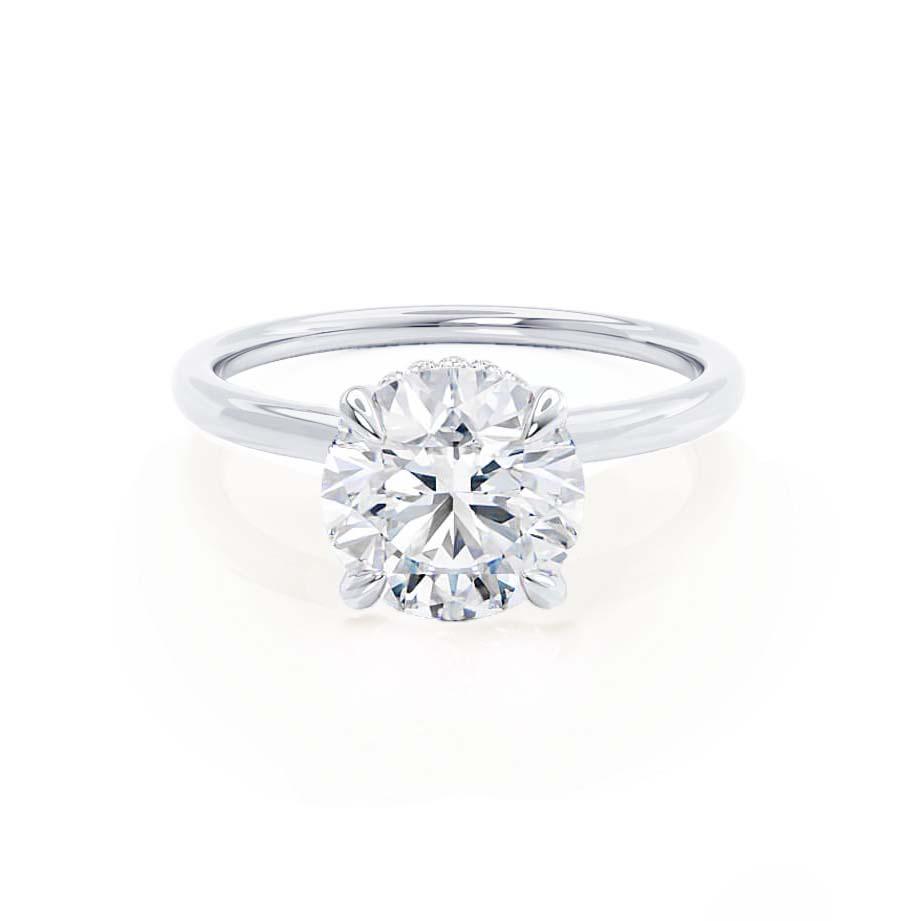 1.50 CT Round Hidden Halo CVD F/VS2 Diamond Engagement Ring