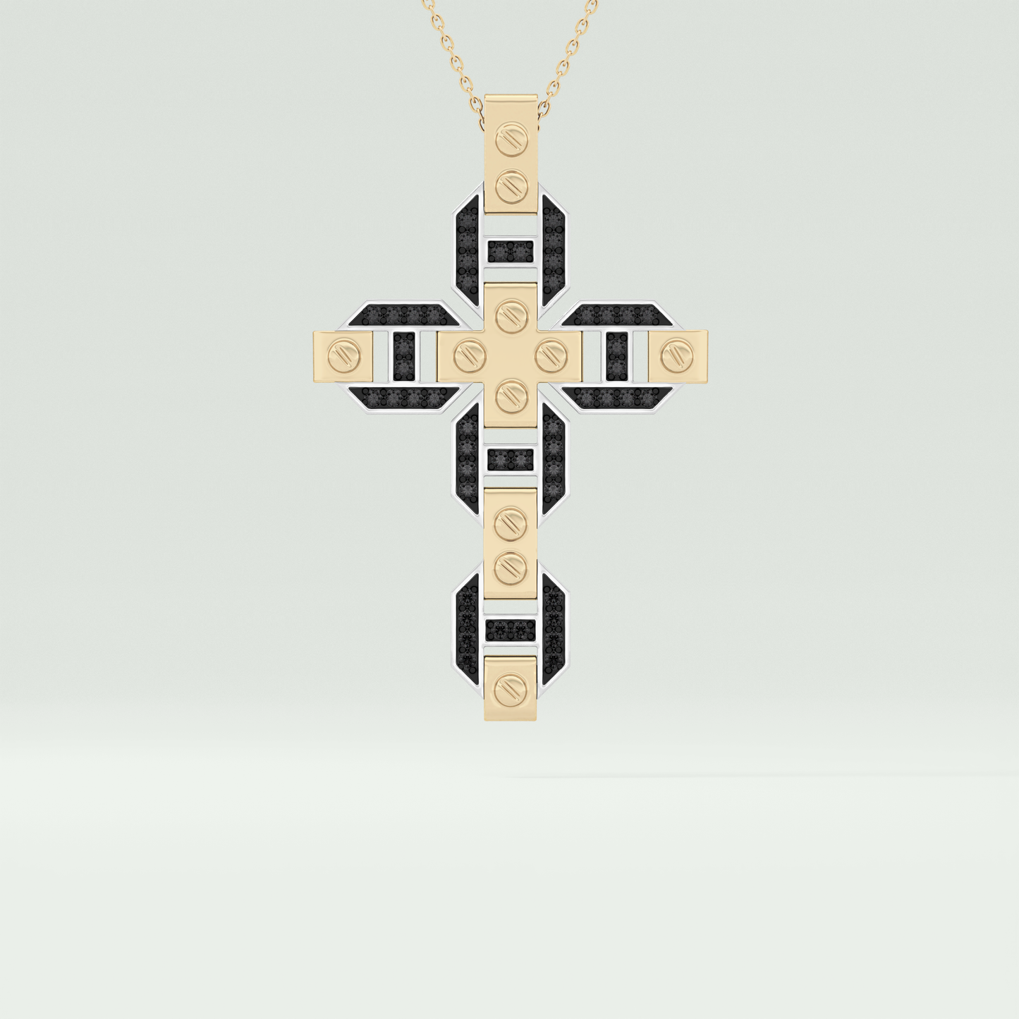 0.50 CT Polished Finished Round Black Moissanite Stones Necklace For Him 1