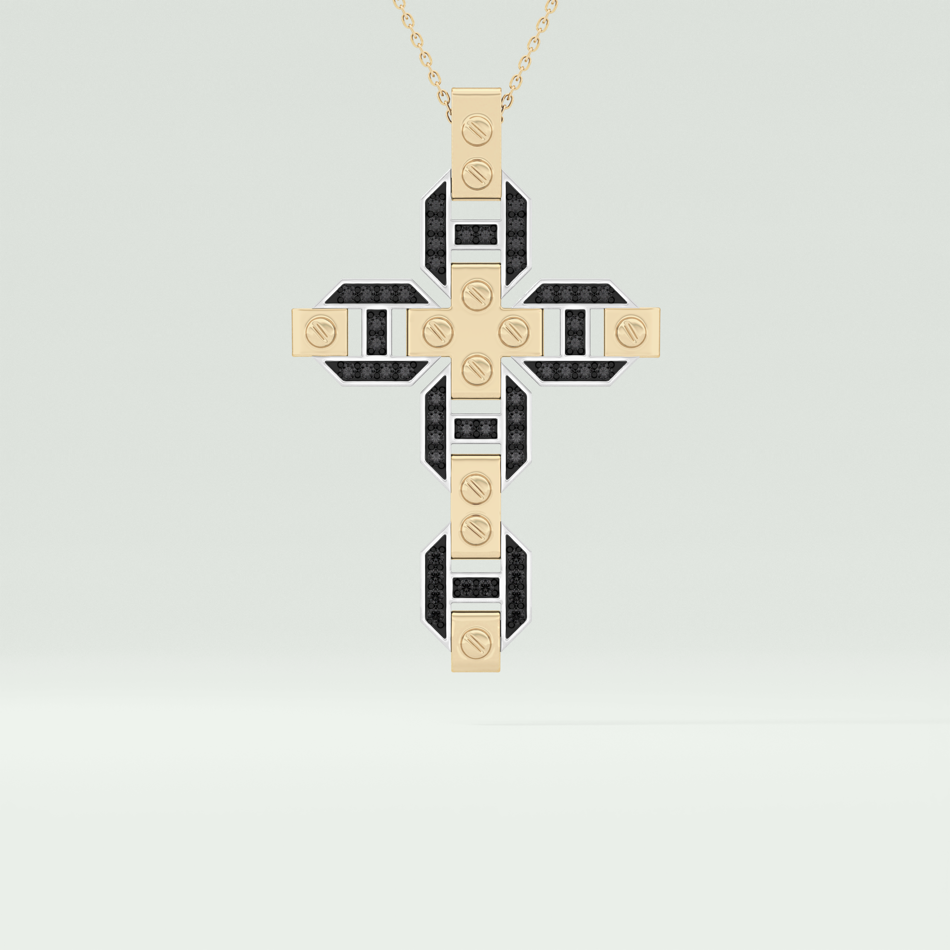 0.50 CT Polished Finished Round Black Moissanite Stones Necklace For Him 1