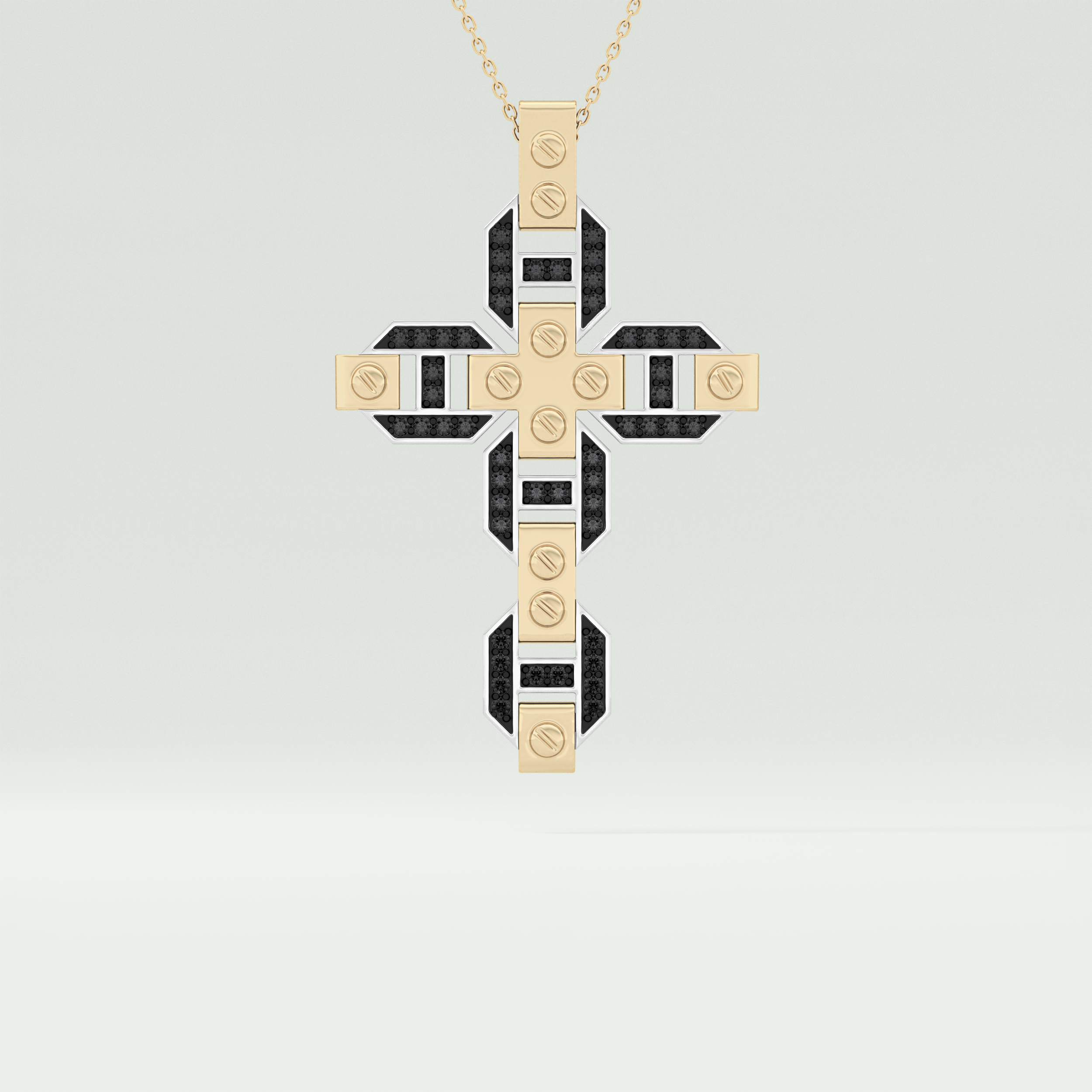 0.50 CT Polished Finished Round Black Moissanite Stones Necklace For Him 1