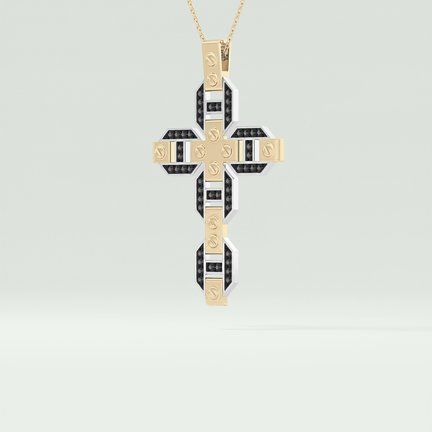 0.50 CT Polished Finished Round Black Moissanite Stones Necklace For Him 2